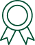 Icône minimaliste d'un insigne ou d'une médaille de qualité en forme de ruban, symbolisant excellence et récompense.